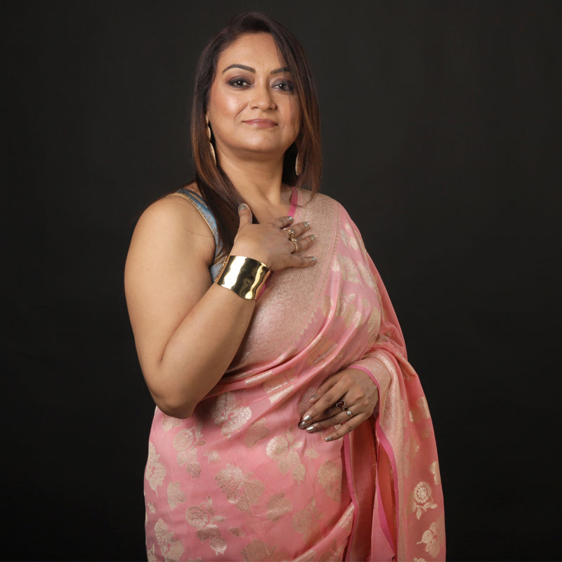 Baby Pink Khaadi Gorgette Banarasi