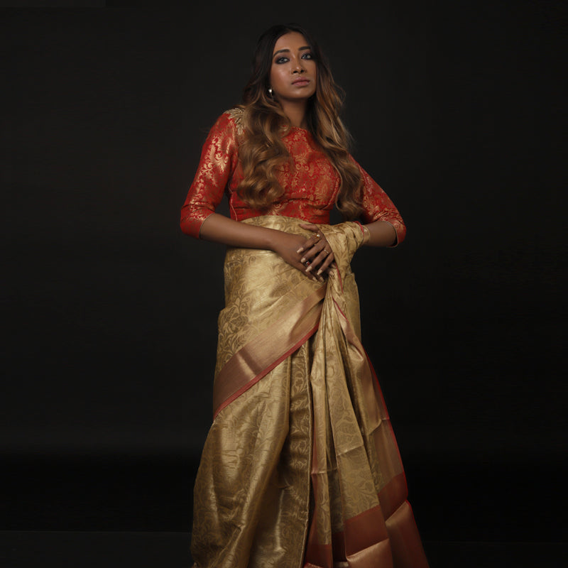 Baize And Golden Mugha Banarasi