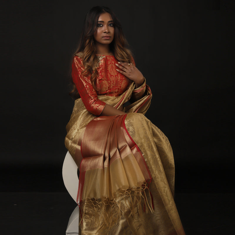 Baize And Golden Mugha Banarasi