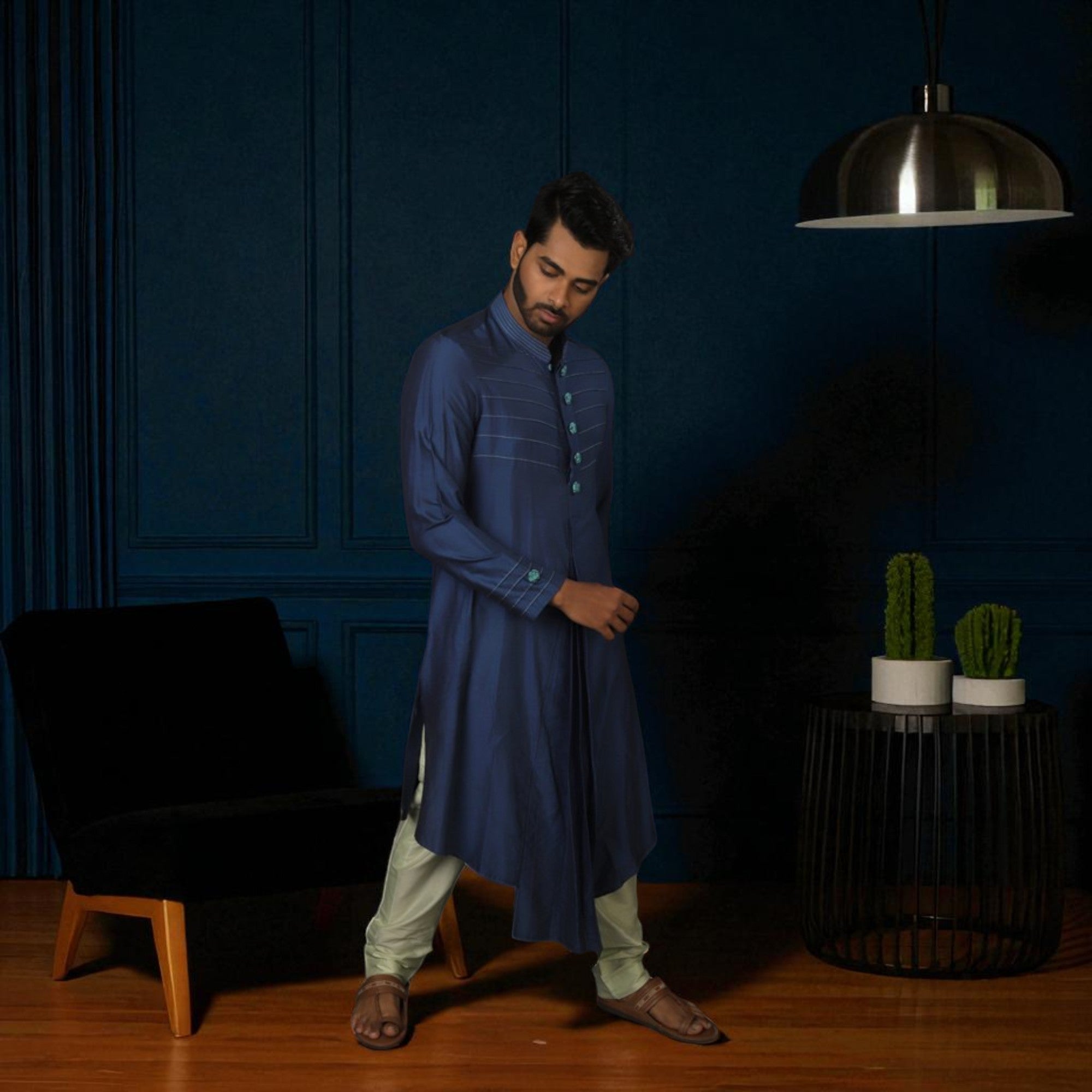 Blue Asyemetric Kurta Set