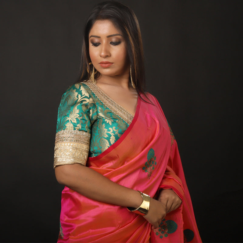 Dual Tone With Minakari Buti Pure Katan Banarasi