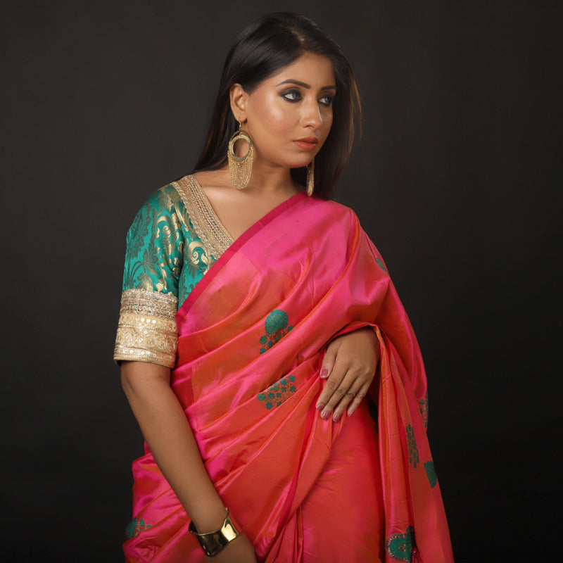 Dual Tone With Minakari Buti Pure Katan Banarasi