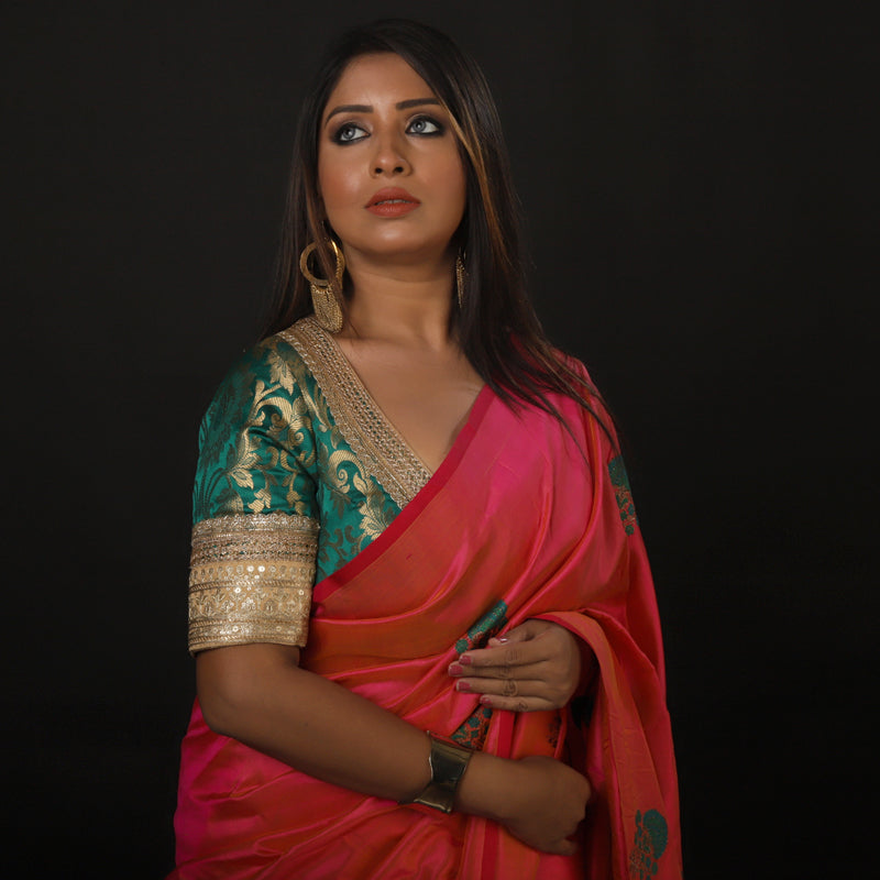 Dual Tone With Minakari Buti Pure Katan Banarasi