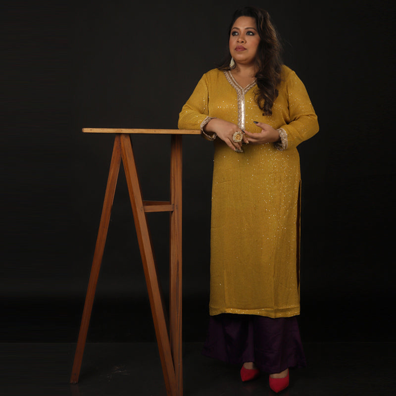 Gorgette Sequence Kurta Set