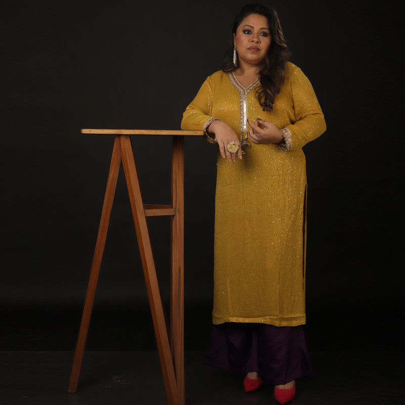 Gorgette Sequence Kurta Set