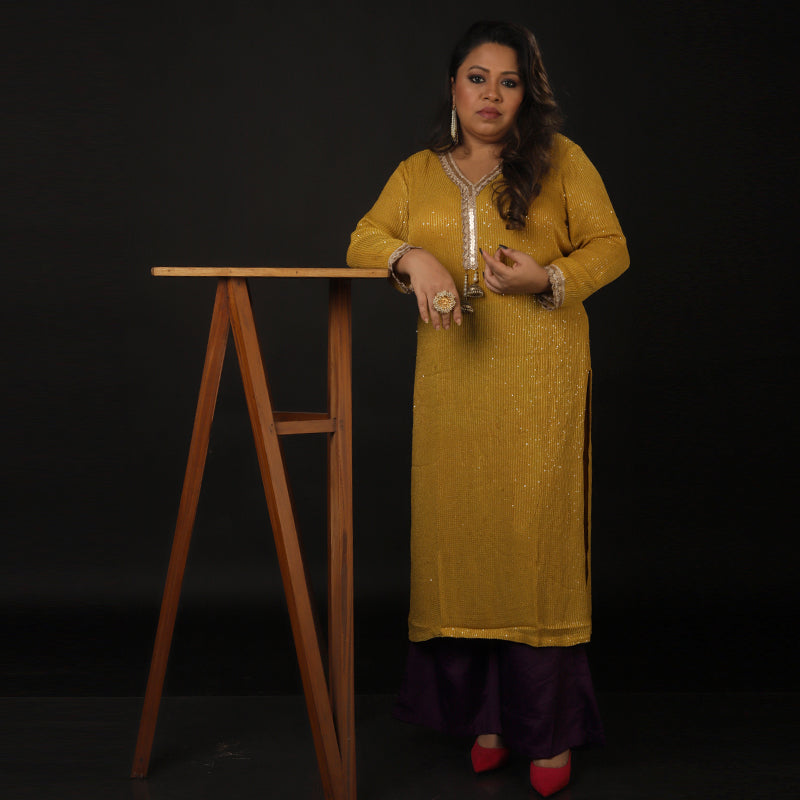 Gorgette Sequence Kurta Set