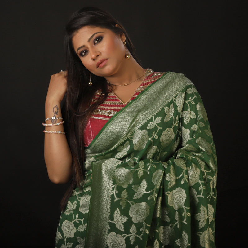 Green Pure Khaddi Banarasi