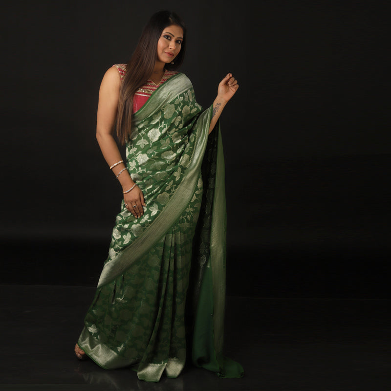 Green Pure Khaddi Banarasi