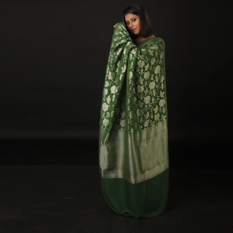 Green Pure Khaddi Banarasi