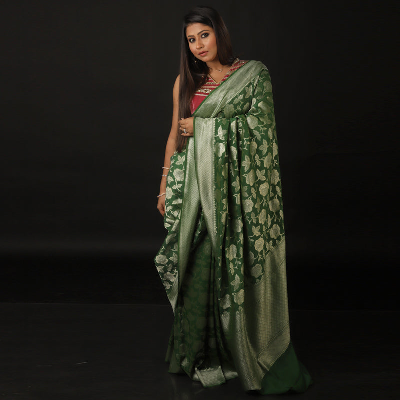 Green Pure Khaddi Banarasi