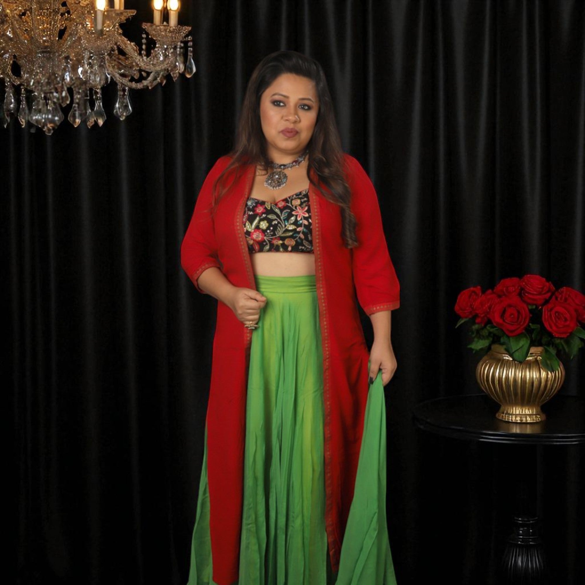 Party Wear Sharara With Long Shrug