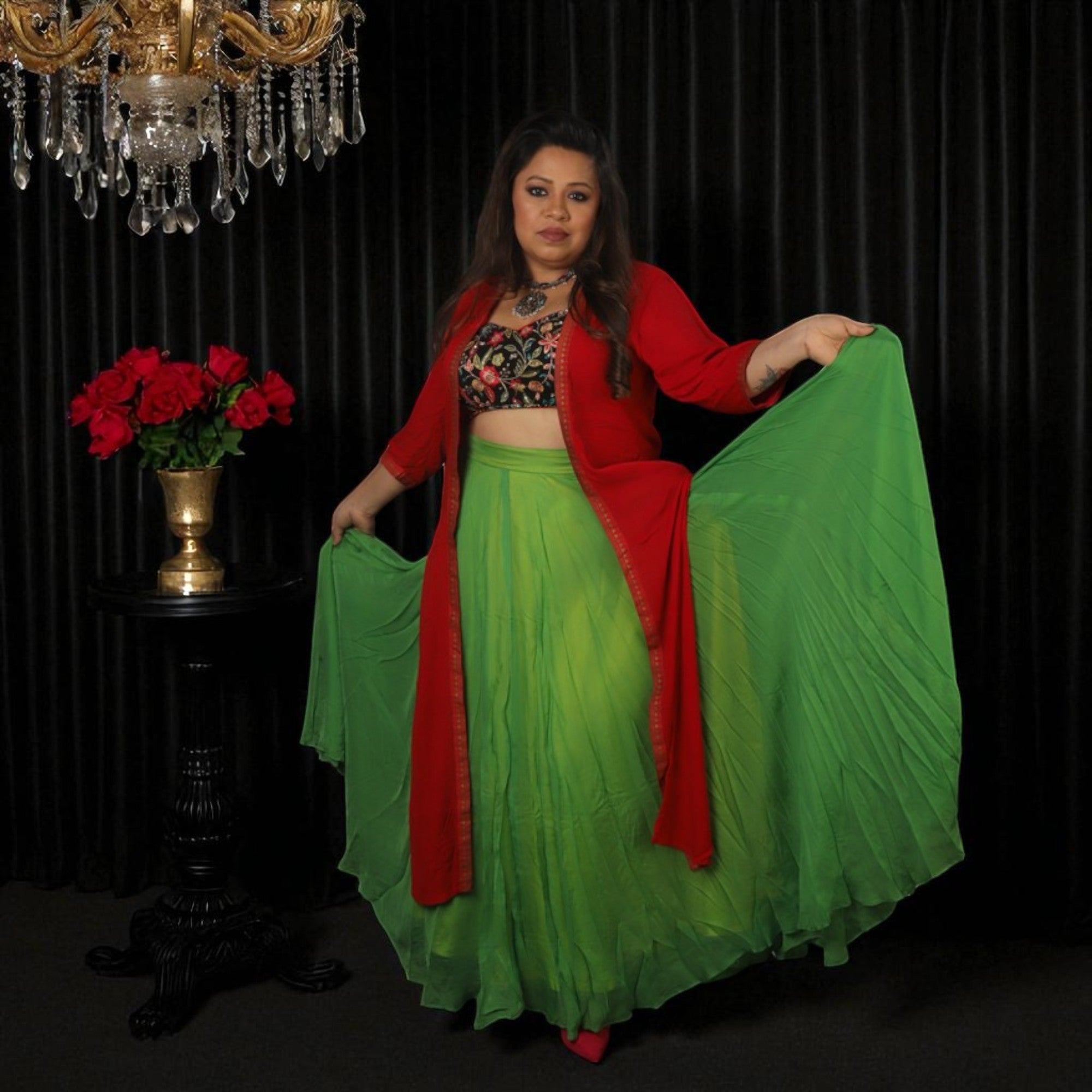 Party Wear Sharara With Long Shrug