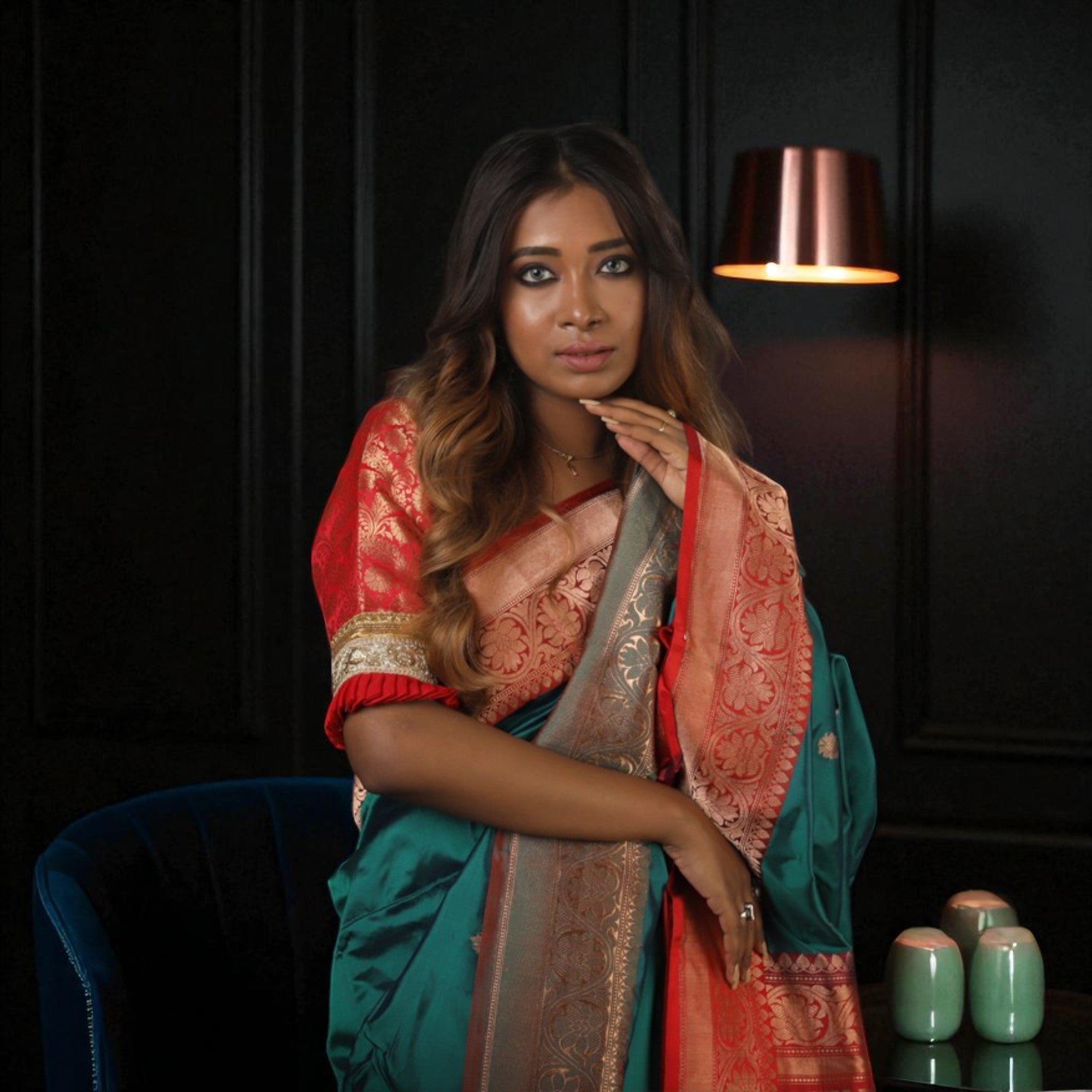 Peacock Bluepure Katan Banarasi