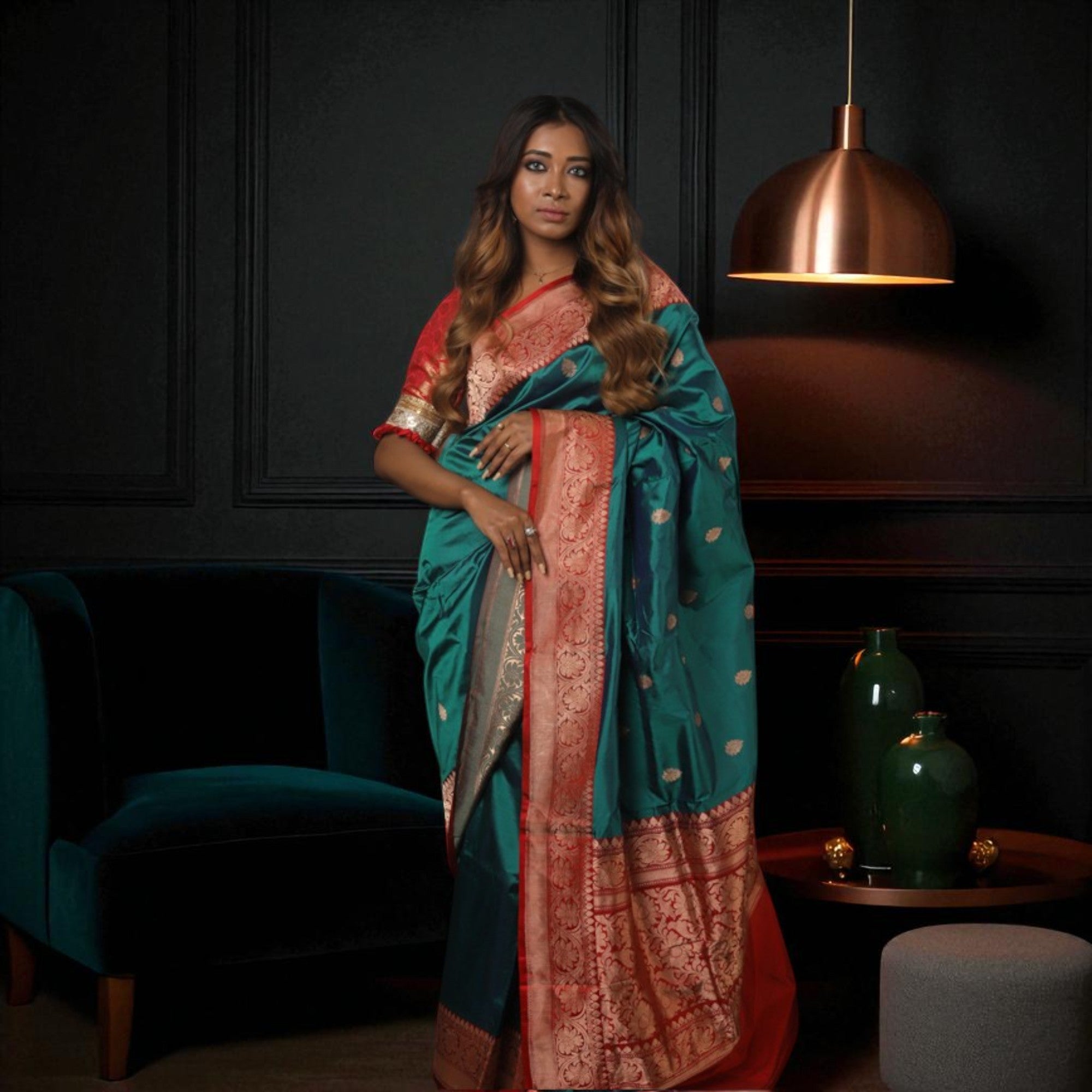 Peacock Bluepure Katan Banarasi