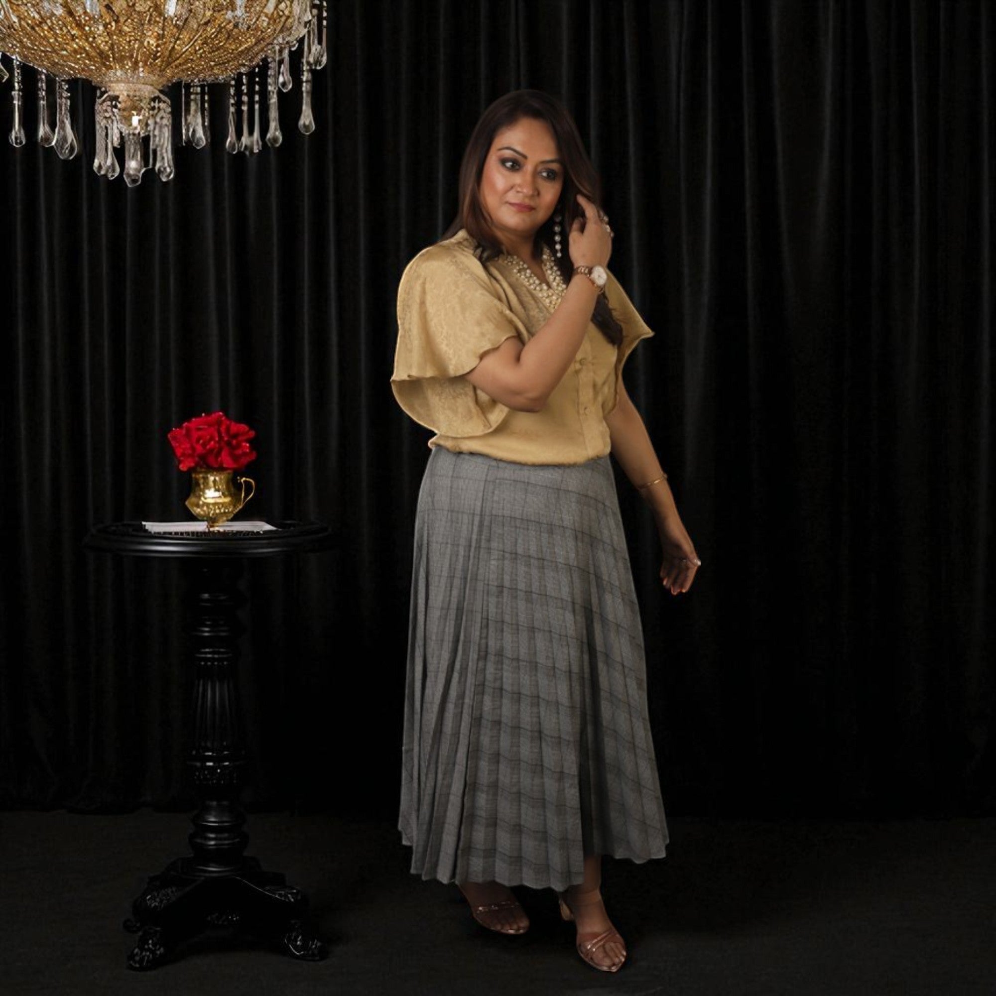 Pleatted Skirt With Shirt