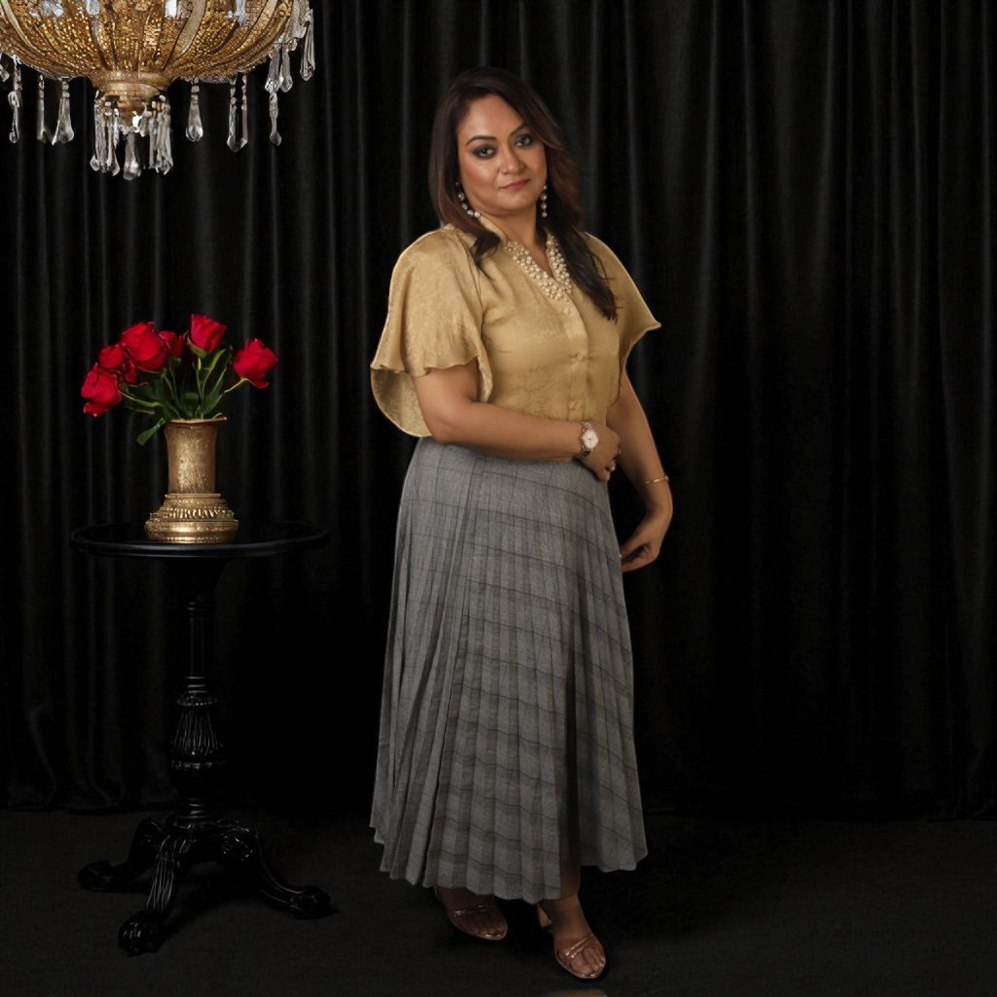 Pleatted Skirt With Shirt