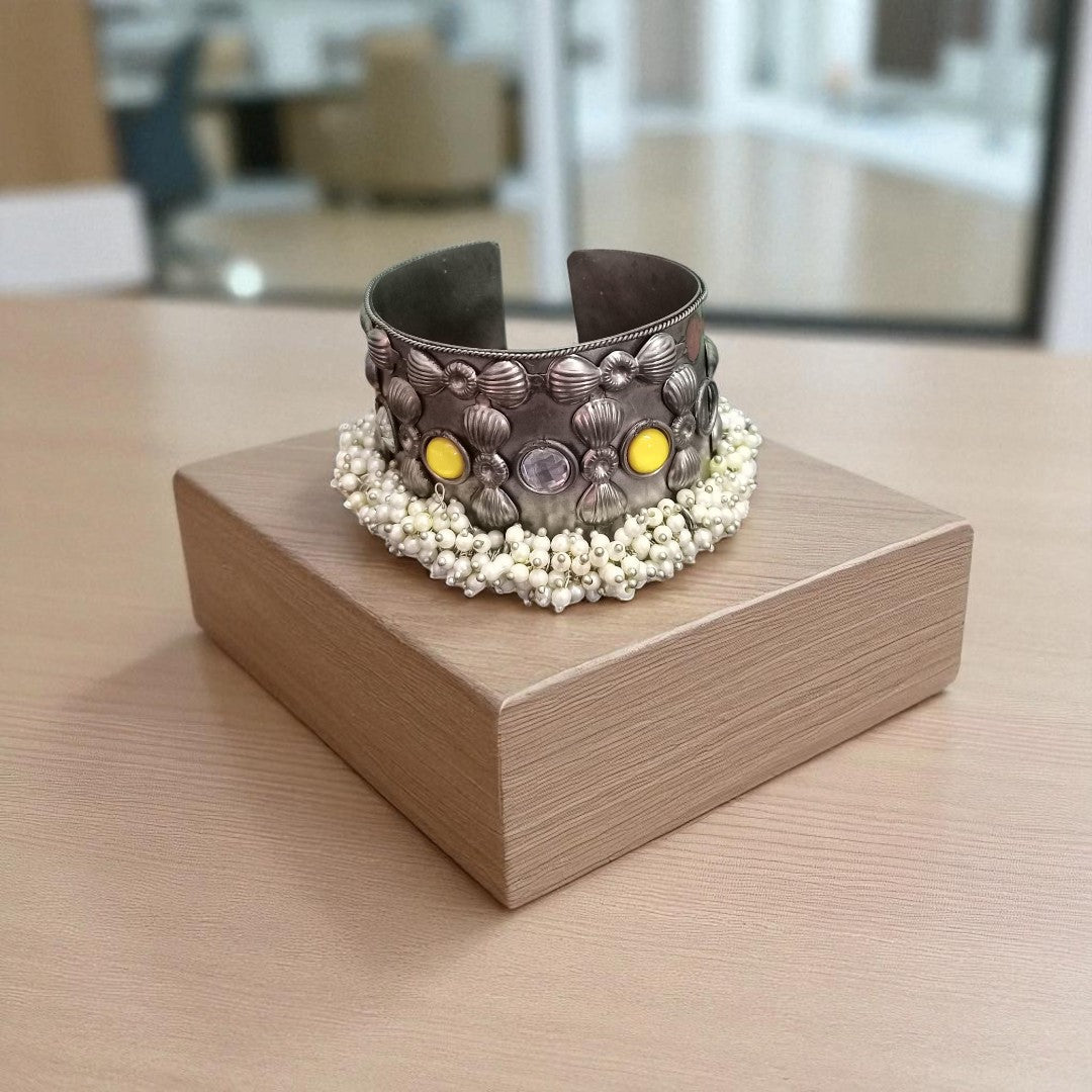 Pearl Sunstone Antique Bangle