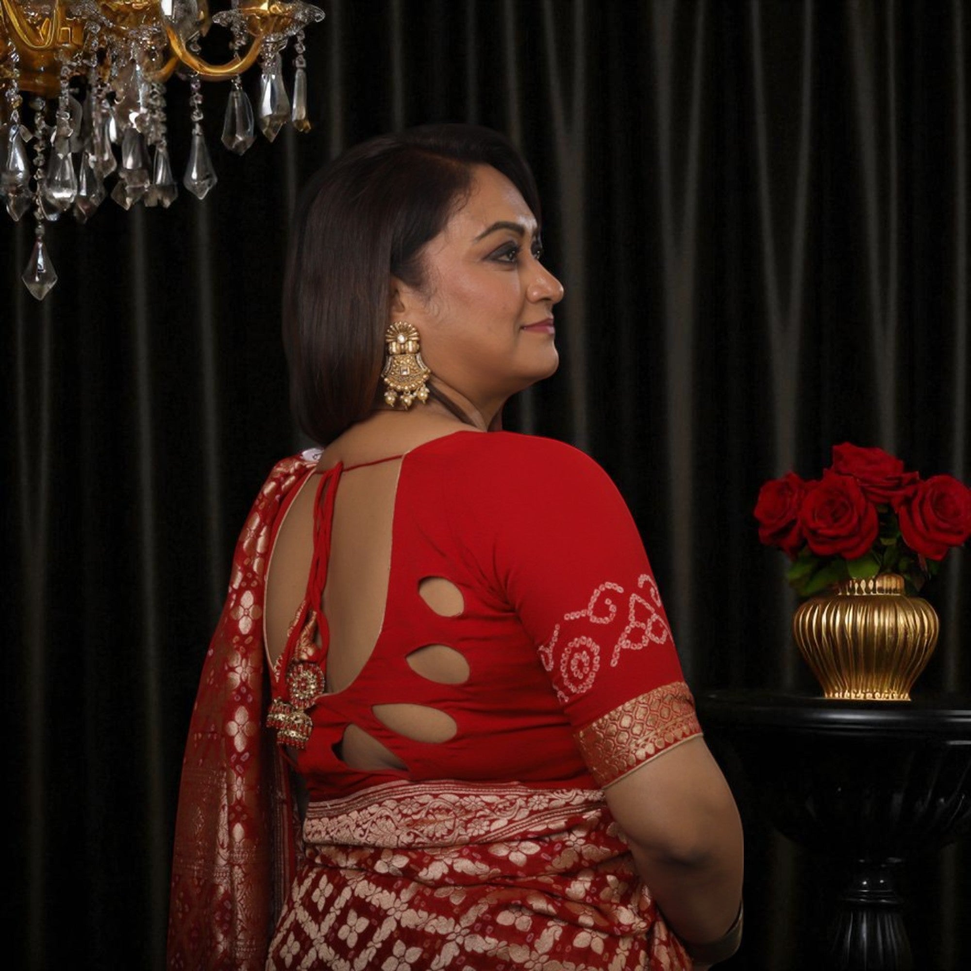 Red And Golden Pure Khaddi Gorgette Banarasi