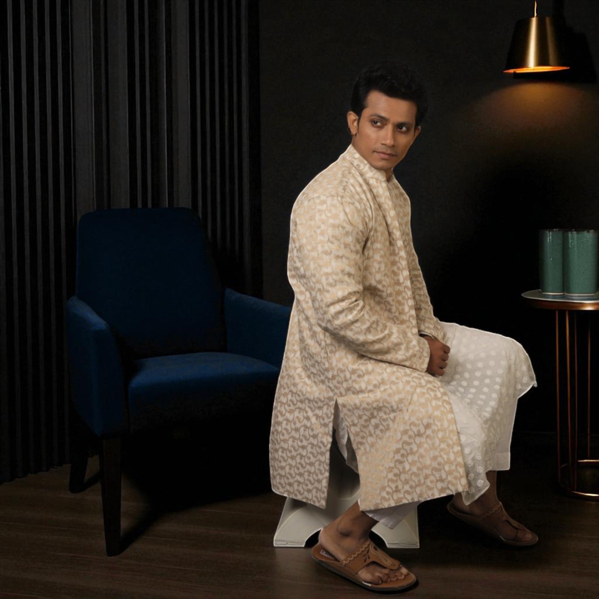 White Chikankari Kurta Set With Jacket