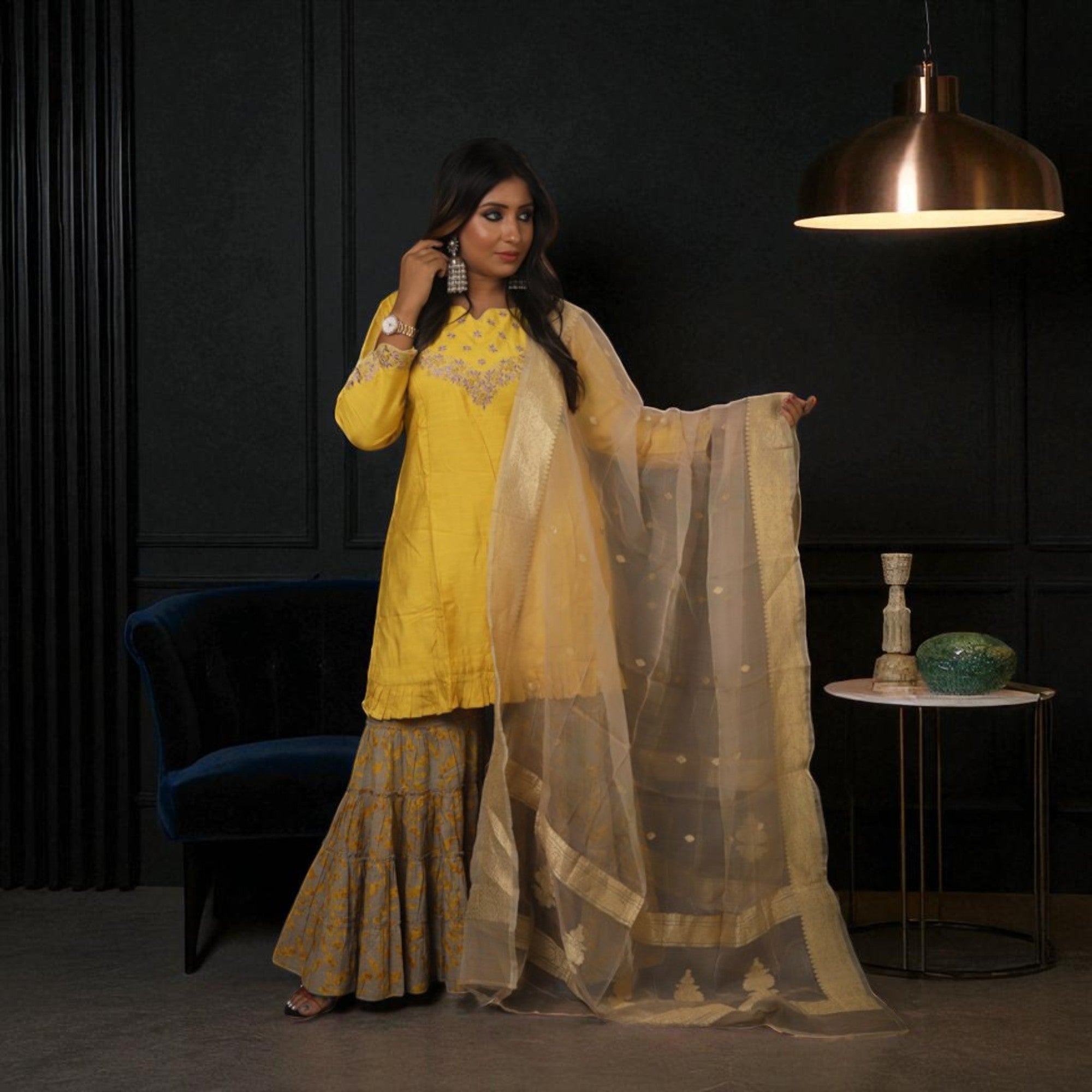 Yellow Kurta Sharara Suit