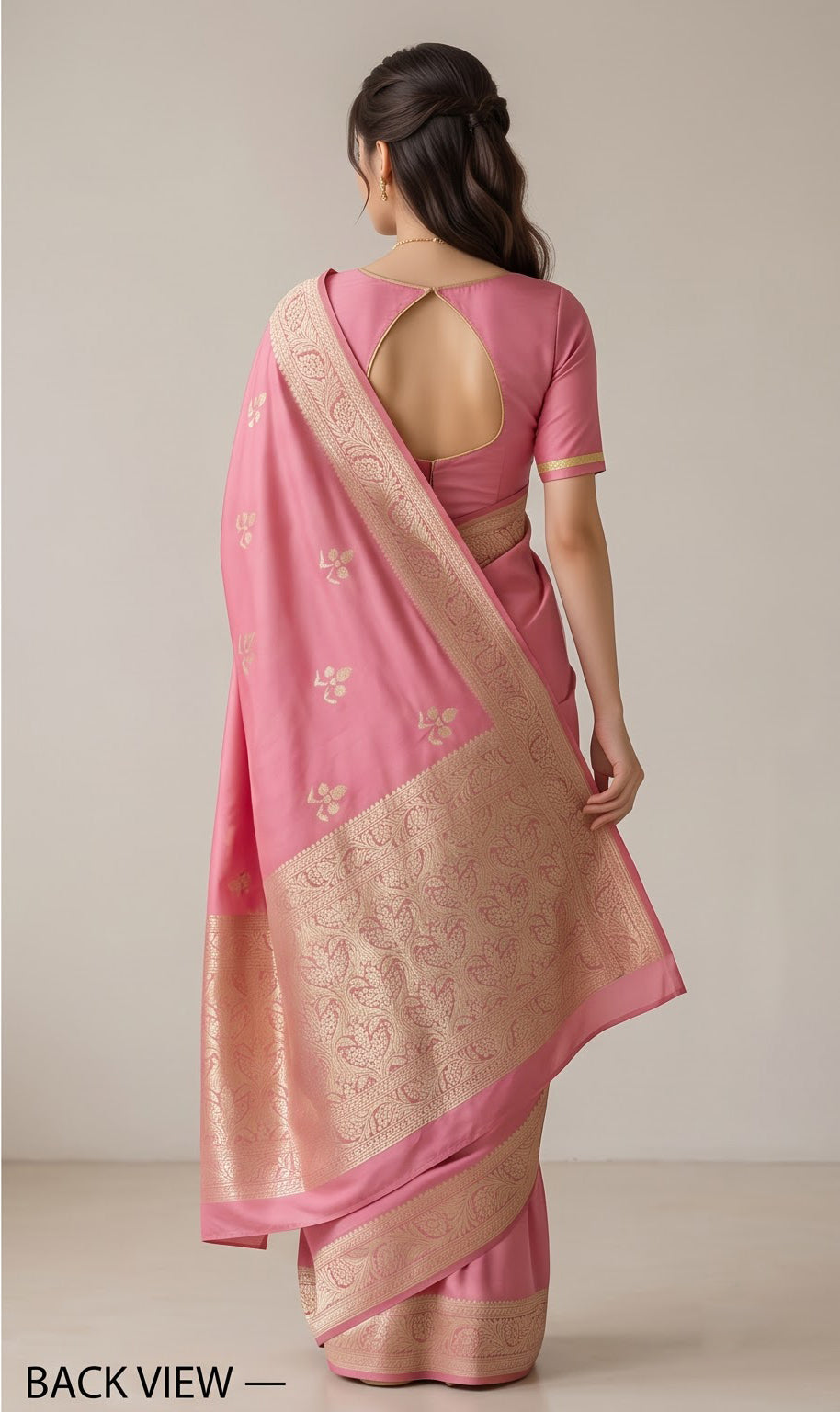 Dusty Rose Pink Floral Motif Muga Silk