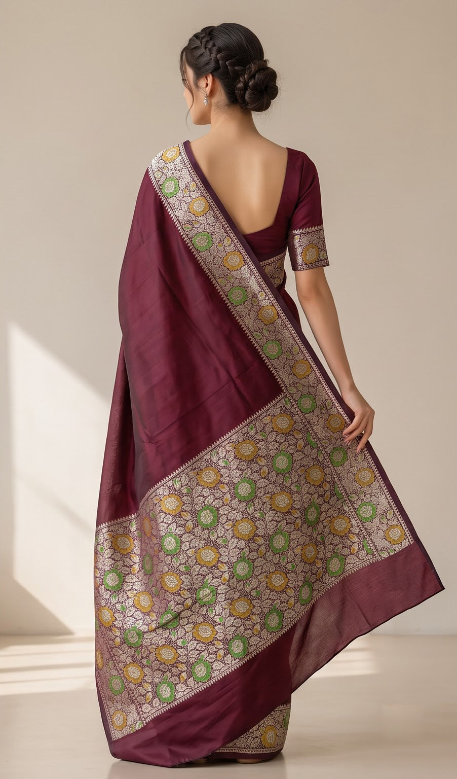 Semi Katan Meenakari Saree