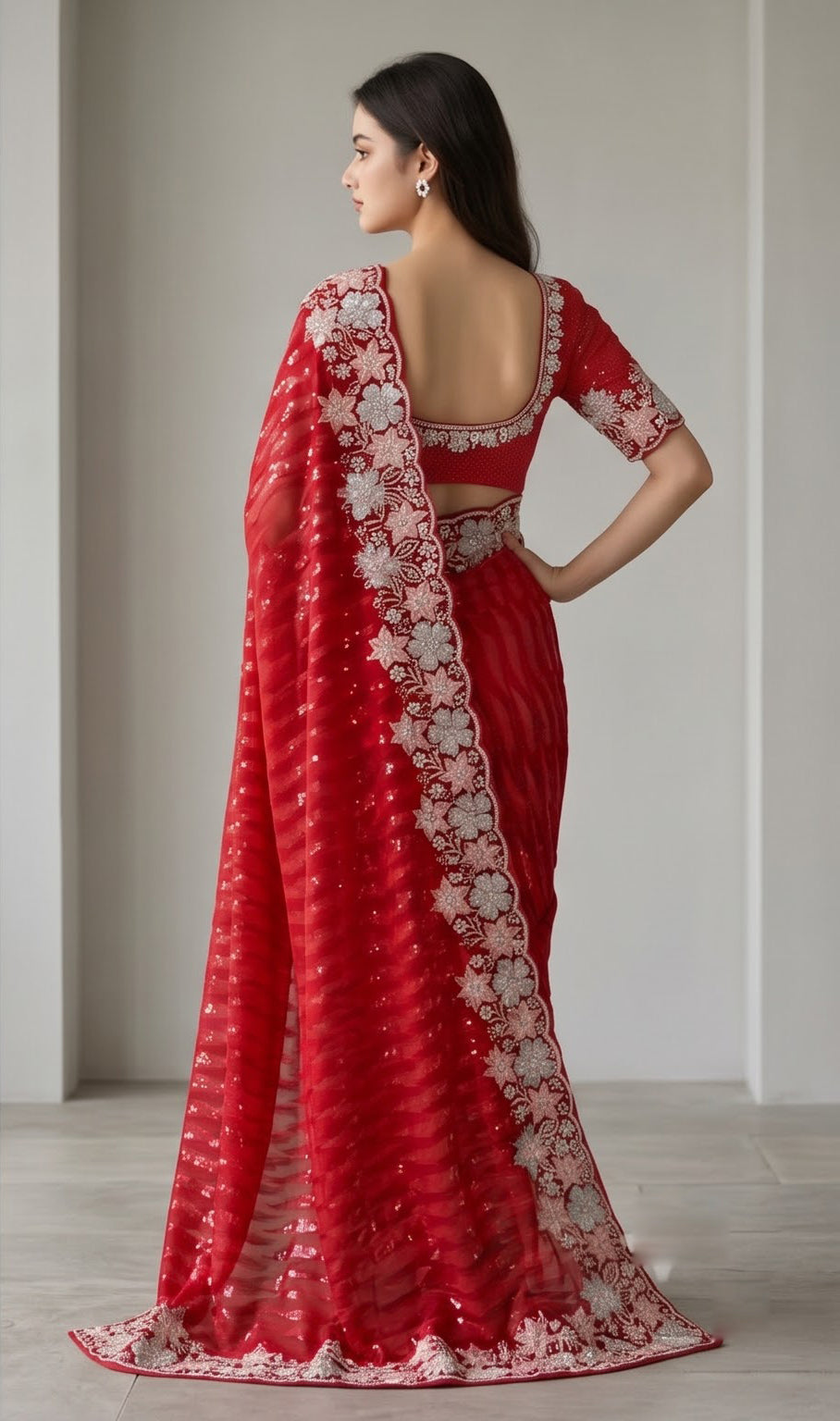 Red Resham Self Sequence