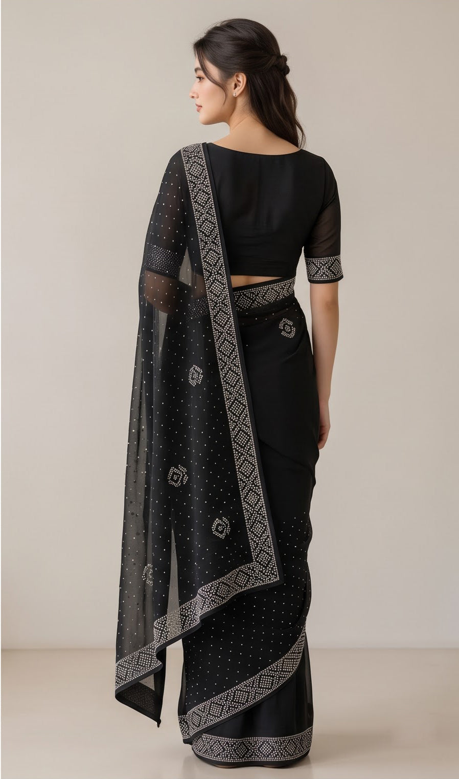 Black  Georgette Stone Work Saree