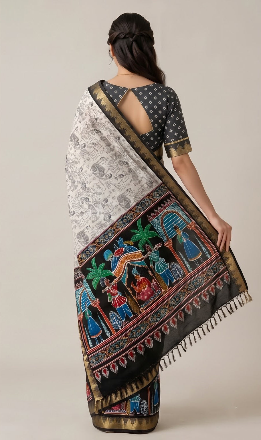 Muslin Cotton Pattachitra Saree