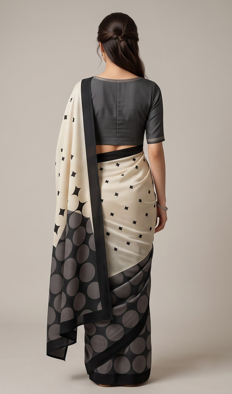 Monochrome Geometry Modal Silk Saree