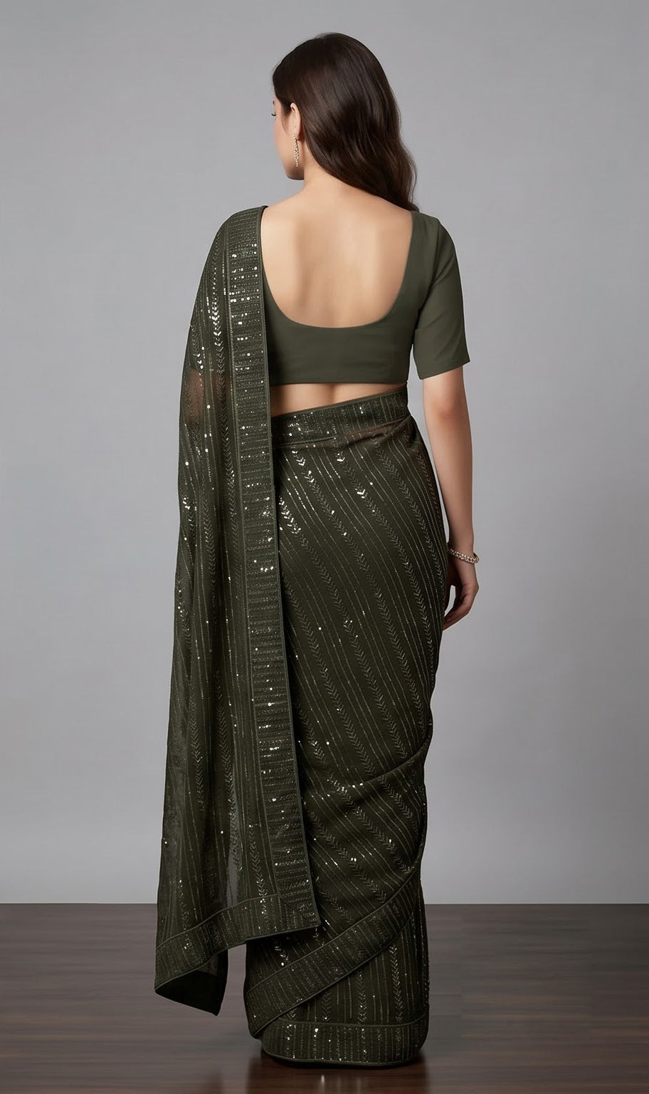 Olive Shimmer Georgette Sequence