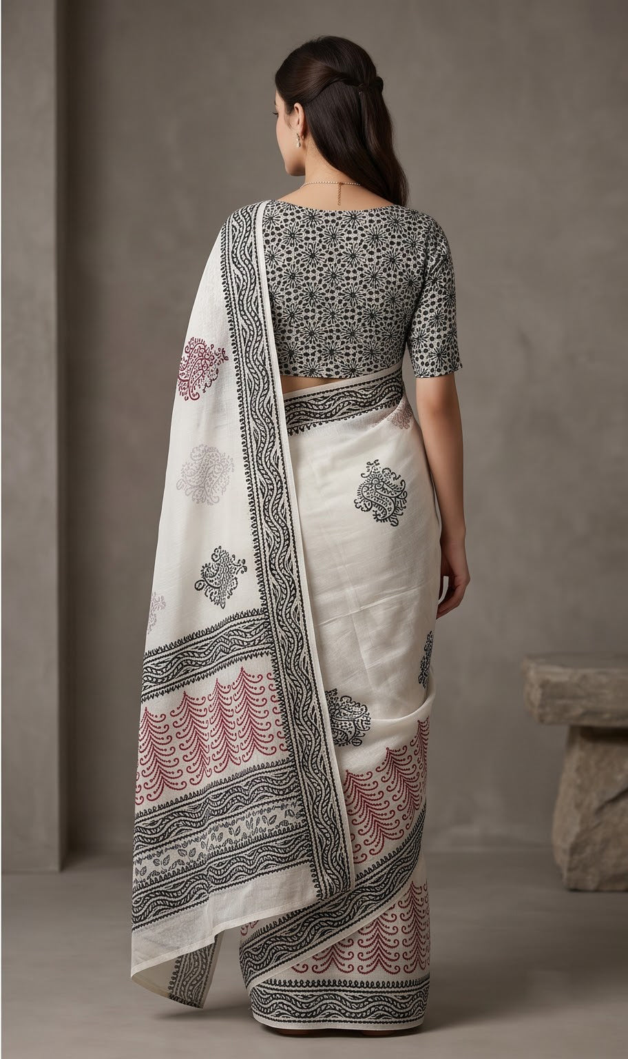 Ivory Paisley Bhagalpuri Cotton