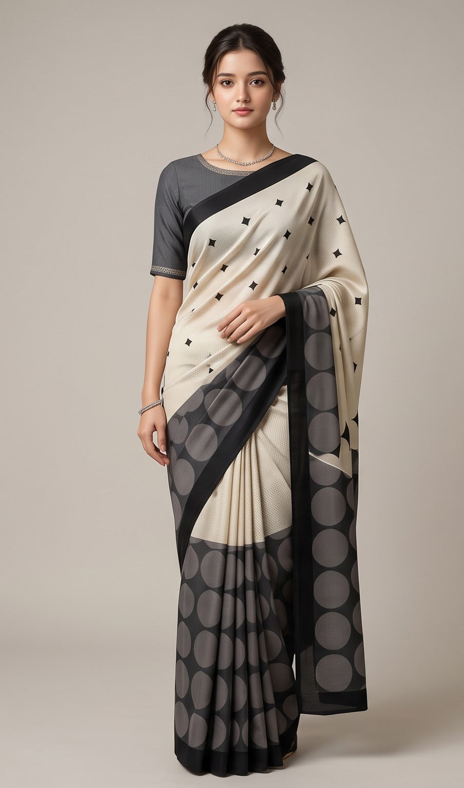 Monochrome Geometry Modal Silk Saree