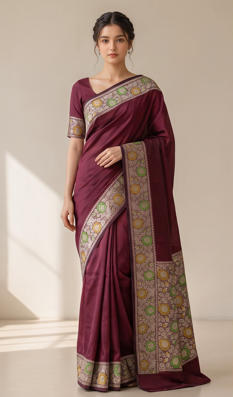 Semi Katan Meenakari Saree