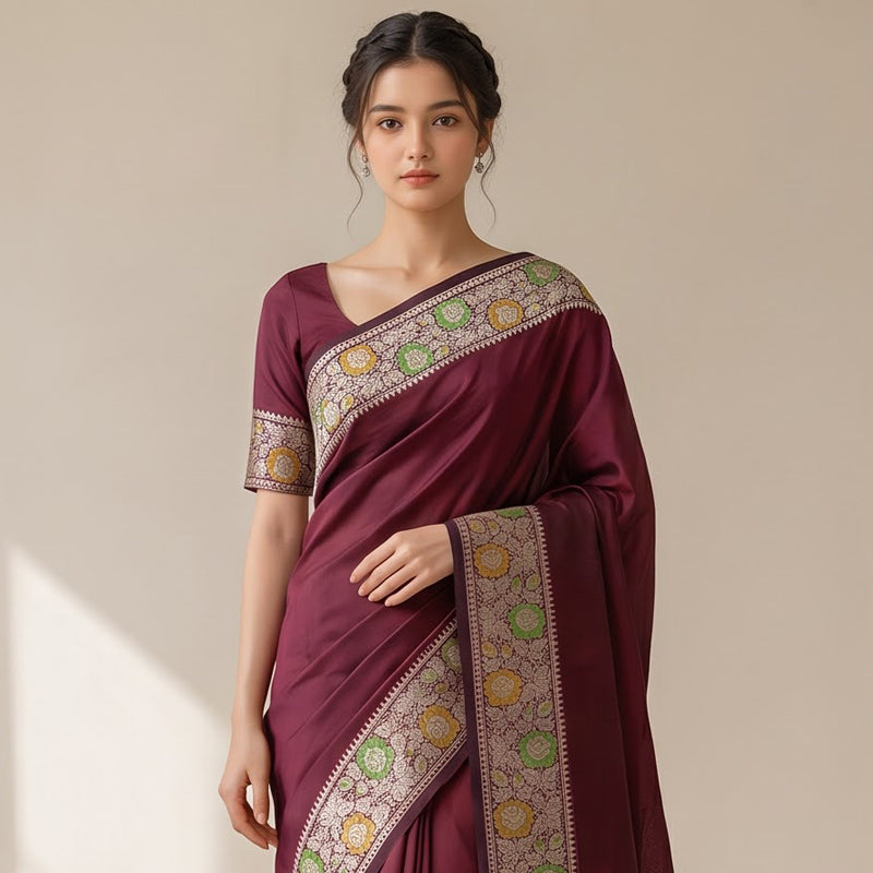 Semi Katan Meenakari Saree