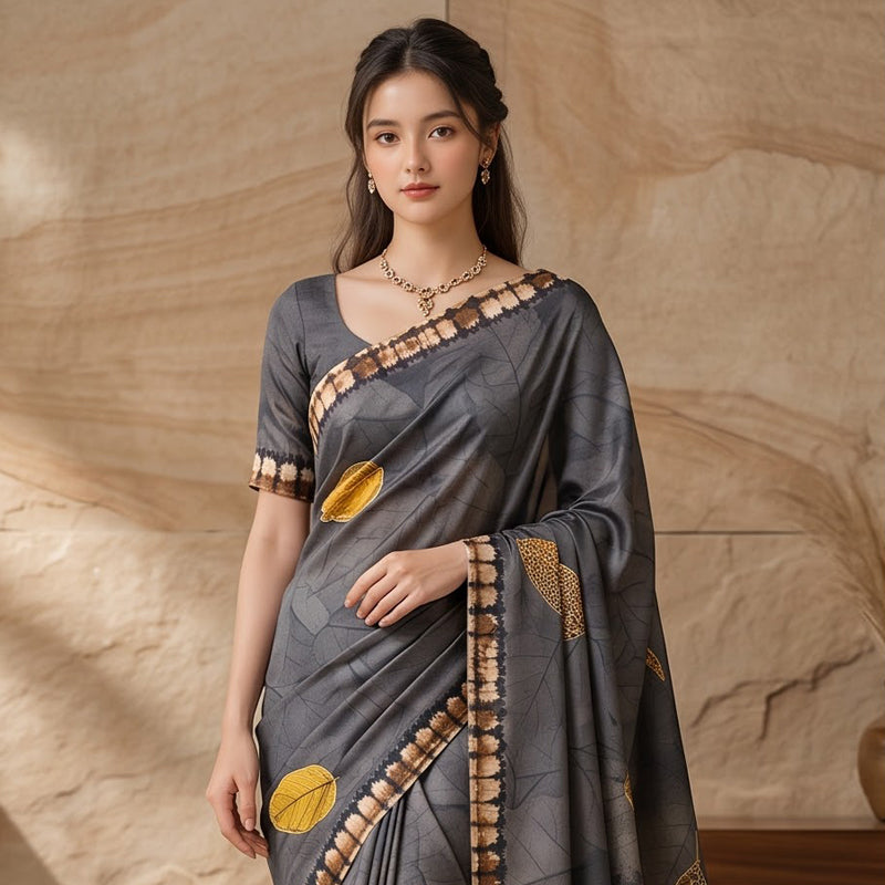 Antique Leaf Ajrakh Modal Saree