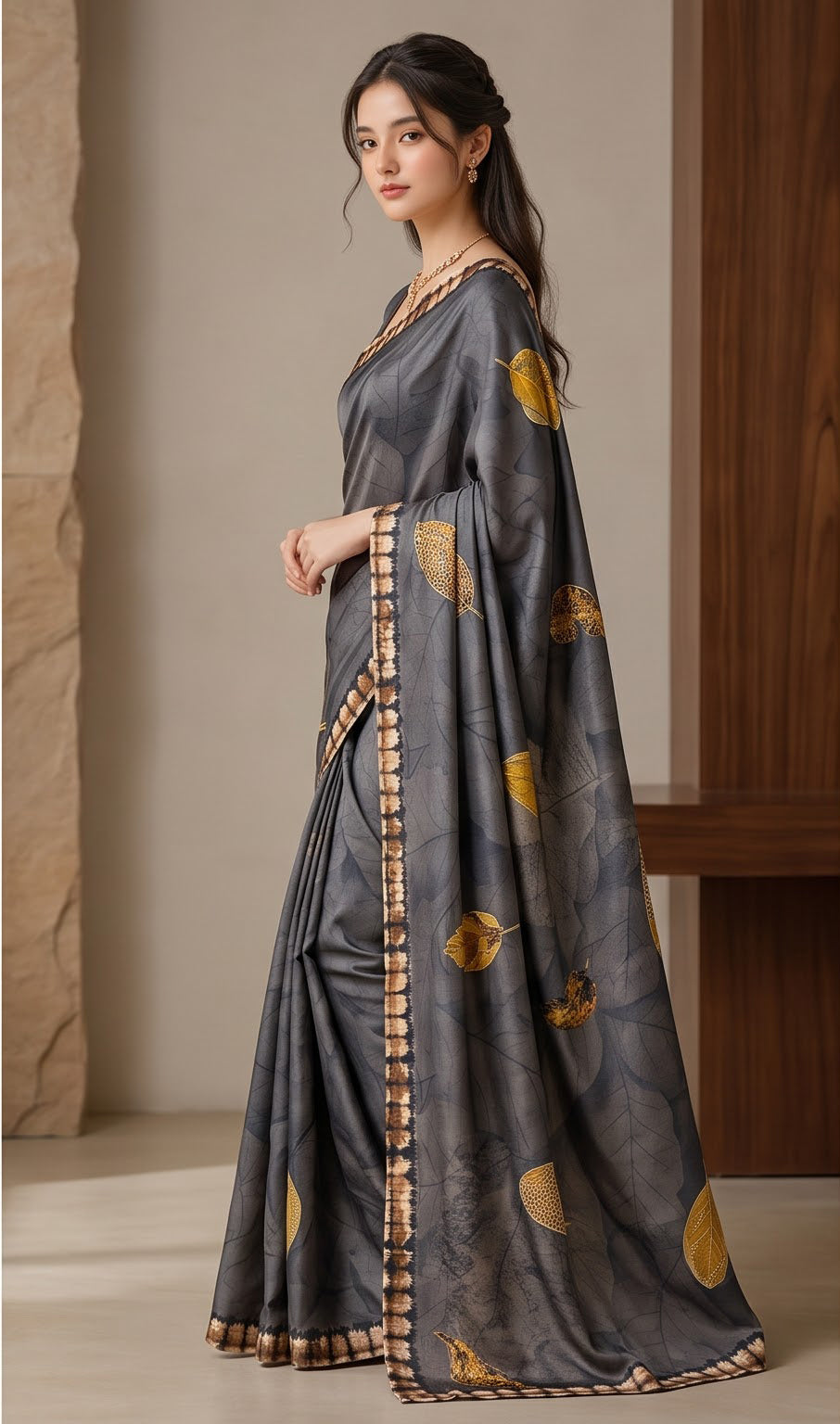Antique Leaf Ajrakh Modal Saree