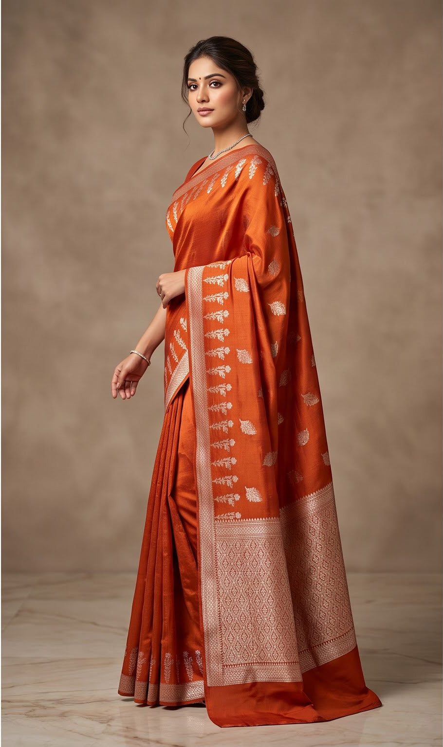 Rust Orange Butter Silk Saree