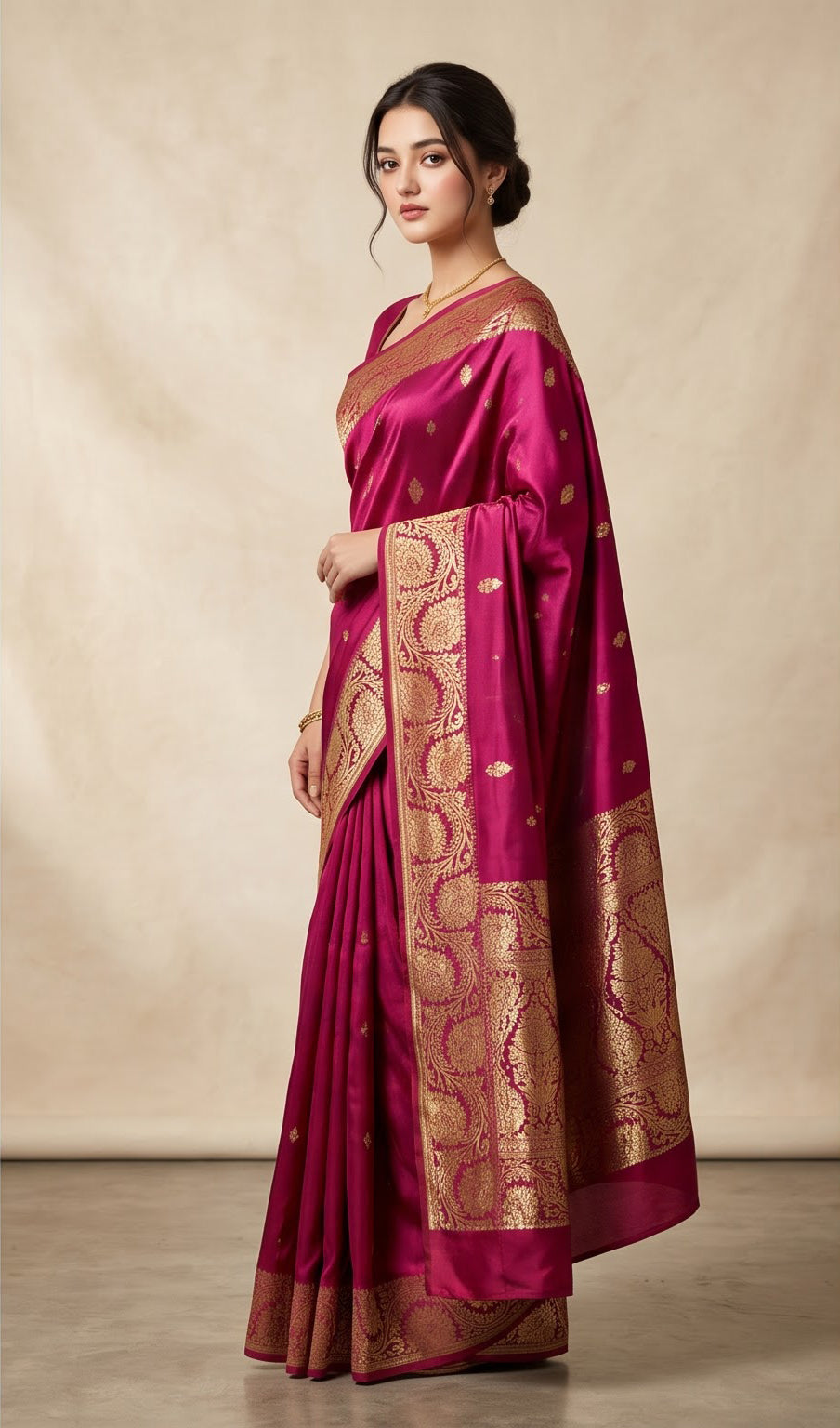 Rani Pink Mashru Border Saree