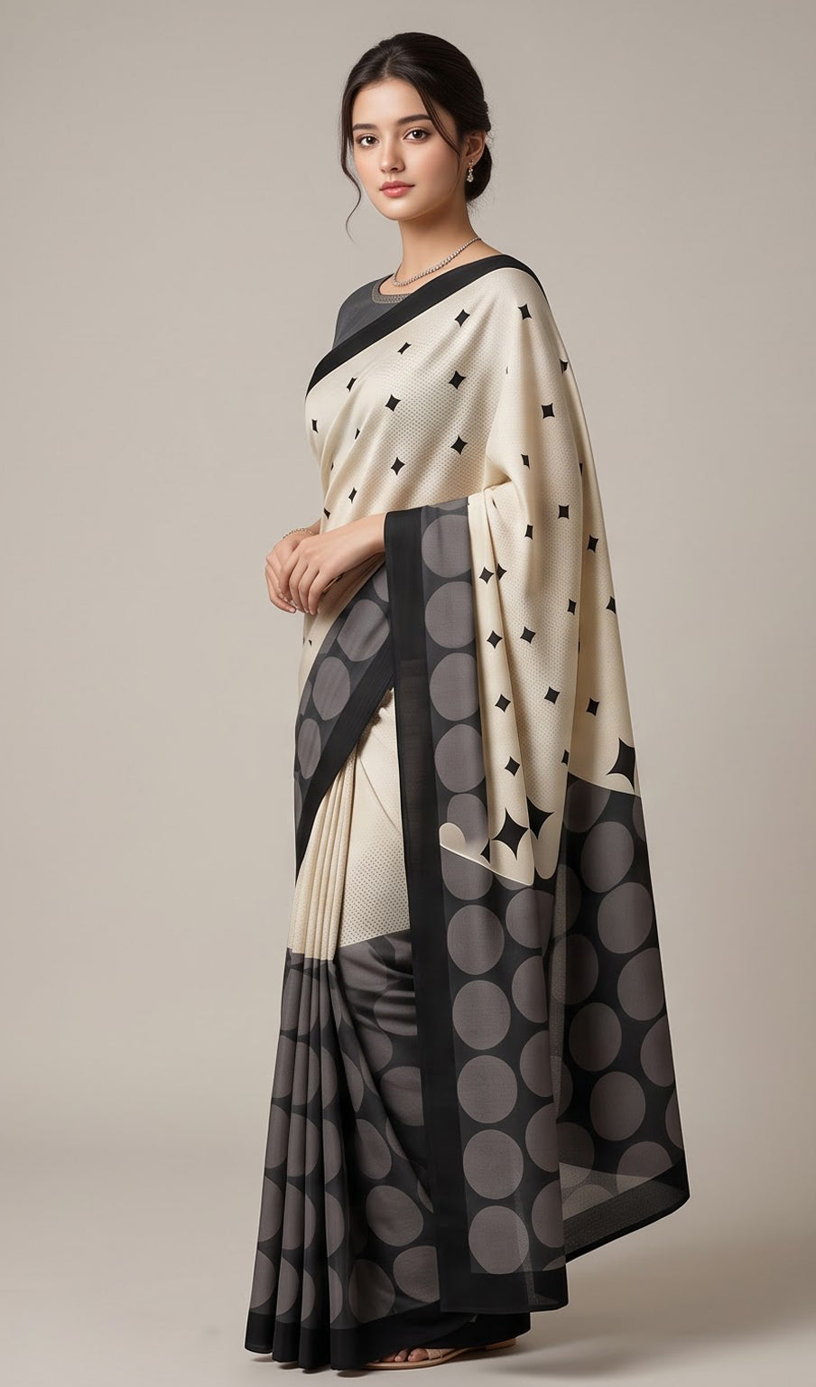 Monochrome Geometry Modal Silk Saree