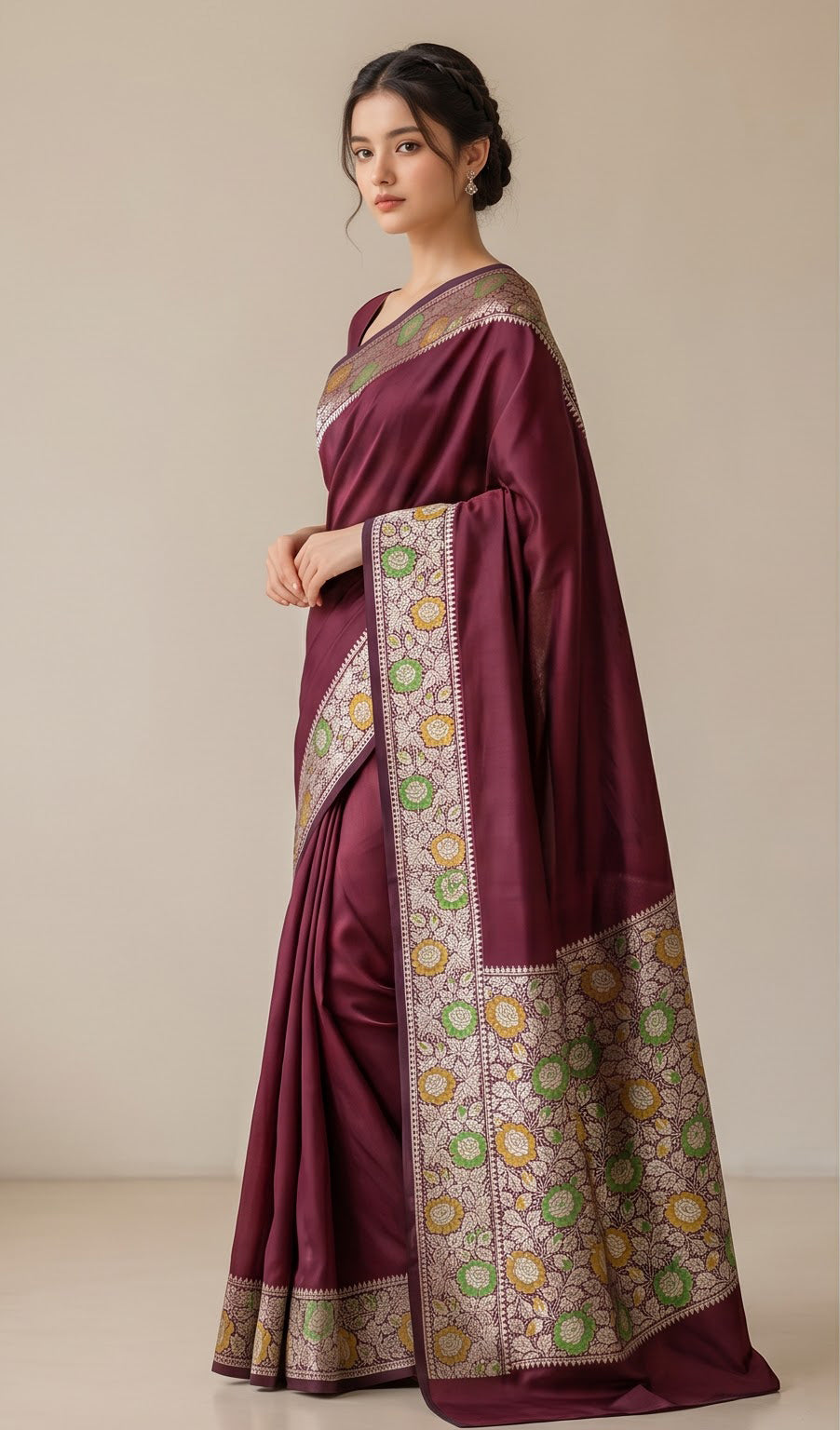 Semi Katan Meenakari Saree